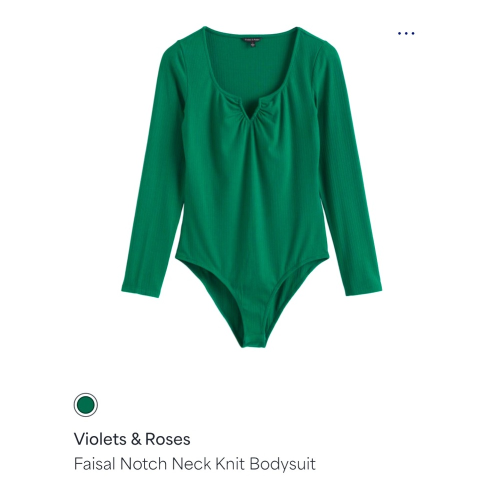 NWT🌟 Violets & Roses Faisal Long Sleeve Knit Bodysuit Size SP Green